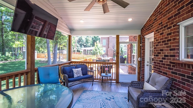 15811 Burlingame Dr, Huntersville, NC 28078 - sunroom / solarium with a ceiling fan and outdoor lounge area