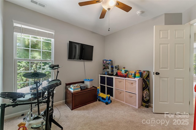 4000 Garfield Ct, Waxhaw, NC 28173 - playroom featuring plenty of natural light, carpet flooring, and a ceiling fan