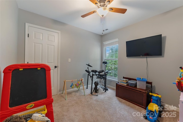 4000 Garfield Ct, Waxhaw, NC 28173 - game room with carpet flooring and a ceiling fan