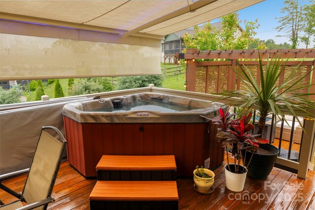 288 Ollie Weaver Rd, Weaverville, NC 28787 - view of patio featuring a hot tub and a wooden deck