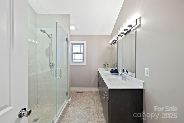 288 Ollie Weaver Rd, Weaverville, NC 28787 - bathroom featuring double vanity and a stall shower