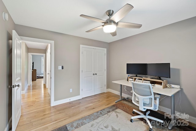 288 Ollie Weaver Rd, Weaverville, NC 28787 - office with wood finished floors and a ceiling fan