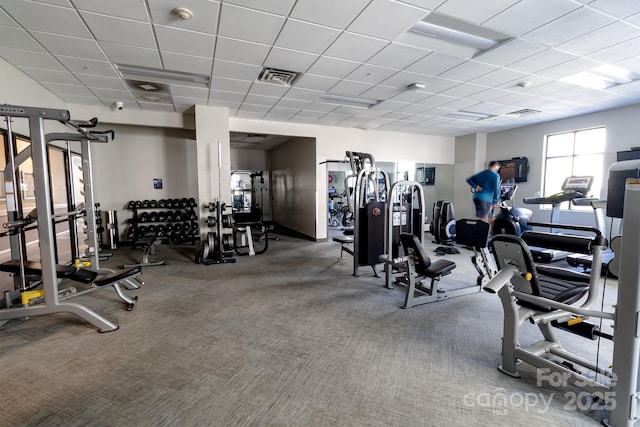 720 Governor Morrison St Unit 221, Charlotte, NC 28211 - gym with a paneled ceiling and carpet floors