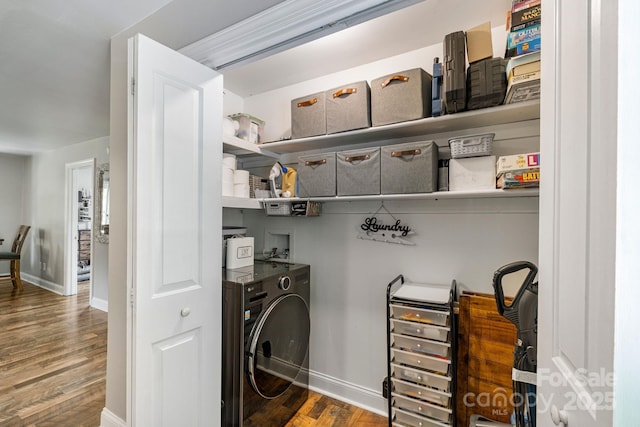 3980 English Oak Dr, Lincolnton, NC 28092 - washroom with wood finished floors and washer / clothes dryer