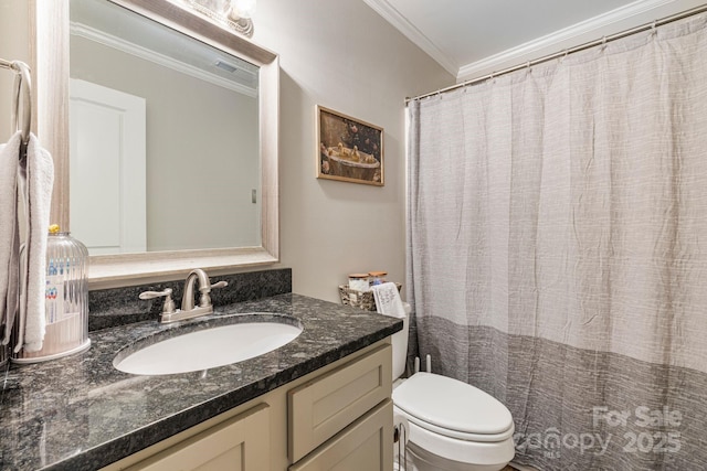 3980 English Oak Dr, Lincolnton, NC 28092 - full bathroom with vanity, ornamental molding, and curtained shower