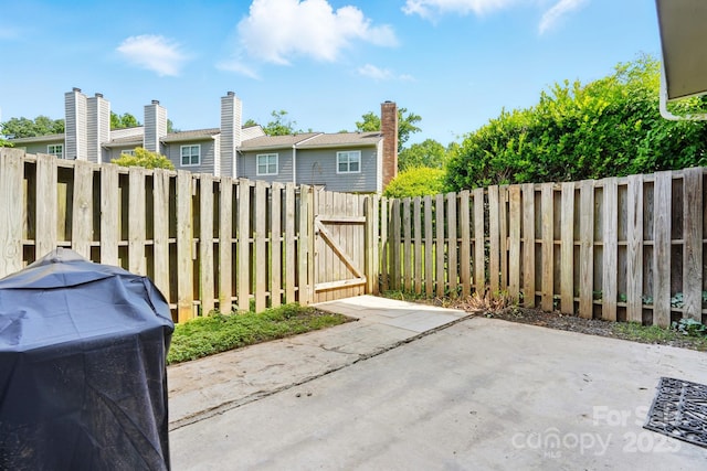 6044 Heath Valley Rd, Charlotte, NC 28210 - fenced backyard featuring a patio, a gate, and a grill