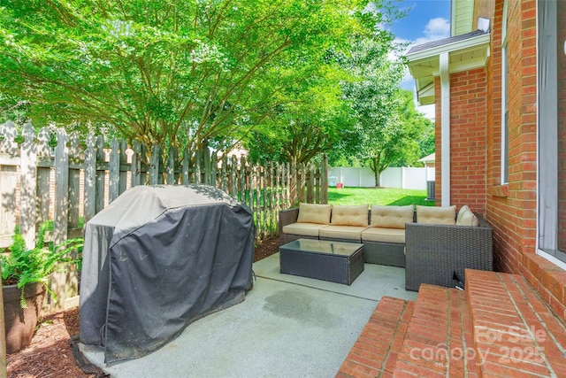 2079 Audubon Dr, Rock Hill, SC 29732 - fenced backyard featuring area for grilling, an outdoor hangout area, and a patio area