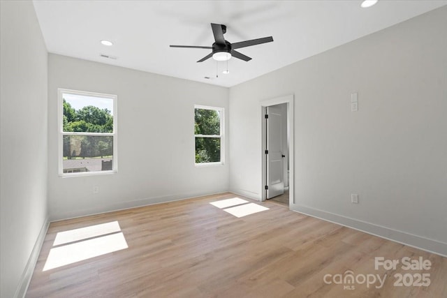5526 Brookwood Ln, Hickory, NC 28602 - unfurnished room with a ceiling fan, light wood-type flooring, and recessed lighting