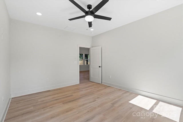5526 Brookwood Ln, Hickory, NC 28602 - empty room featuring light wood-style floors, a ceiling fan, and recessed lighting