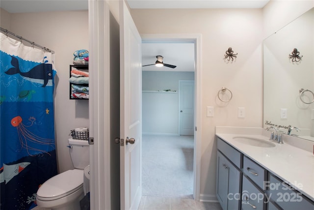 334 Kennerly Center Dr, Mooresville, NC 28115 - bathroom featuring vanity, ceiling fan, and tile patterned floors