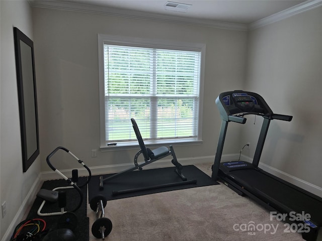 5000 Britannia Blvd, Waxhaw, NC 28173 - exercise room with baseboards, carpet floors, and crown molding