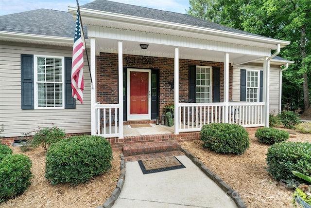 1912 Dawnhurst Ln, York, SC 29745 - view of exterior entry featuring a porch and roof with shingles