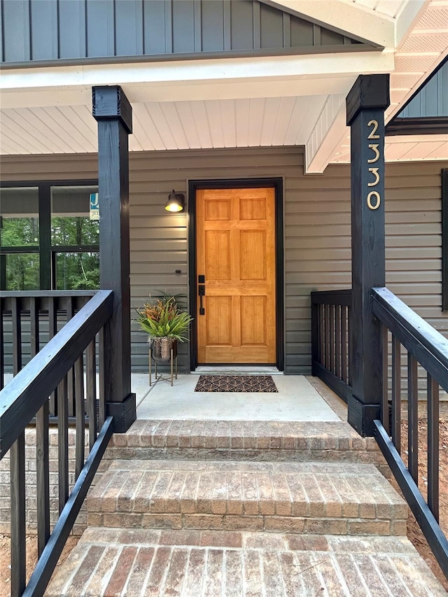 2330 Neill Rd, Lancaster, SC 29720 - view of exterior entry featuring board and batten siding and a porch