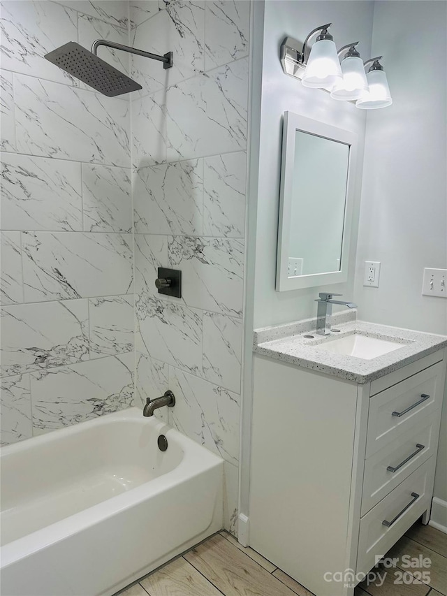 1535 Jordan St, Lancaster, SC 29720 - bathroom featuring vanity, shower / bathtub combination, and a chandelier