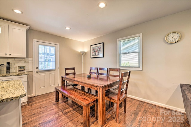3020 Stancill Pl, Charlotte, NC 28205 - dining area with wood finished floors, baseboards, and recessed lighting