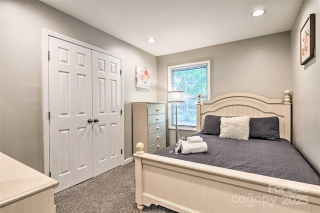 3020 Stancill Pl, Charlotte, NC 28205 - bedroom featuring carpet flooring, recessed lighting, a closet, and baseboards