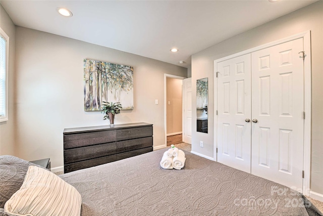 3020 Stancill Pl, Charlotte, NC 28205 - bedroom featuring baseboards, recessed lighting, carpet, and a closet