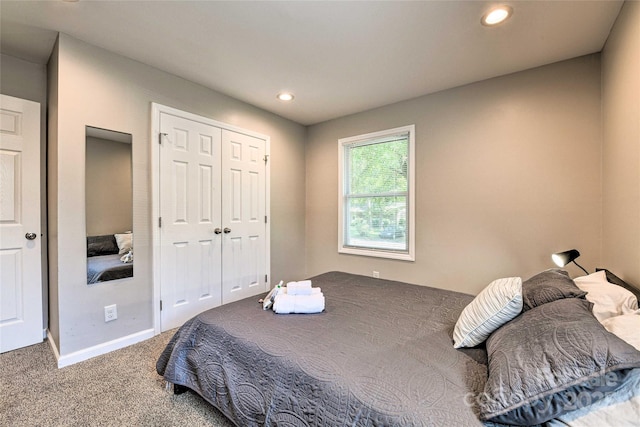 3020 Stancill Pl, Charlotte, NC 28205 - bedroom featuring carpet, baseboards, a closet, and recessed lighting