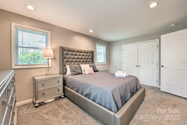 3020 Stancill Pl, Charlotte, NC 28205 - bedroom featuring carpet, recessed lighting, a closet, and baseboards