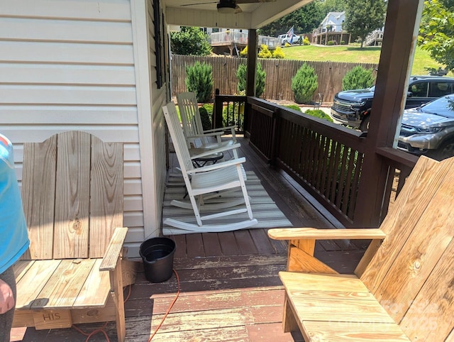 5077 Edney Ct, Granite Falls, NC 28630 - wooden deck with ceiling fan