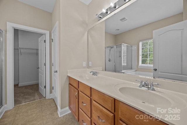 10349 Alvarado Way, Charlotte, NC 28277 - full bath featuring a stall shower, double vanity, and a walk in closet