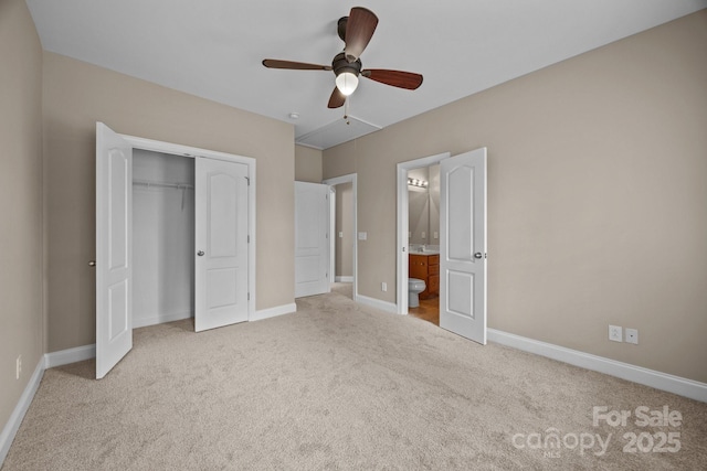 10349 Alvarado Way, Charlotte, NC 28277 - unfurnished bedroom with carpet, a closet, ensuite bathroom, and ceiling fan