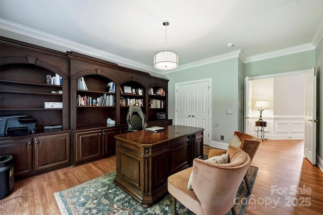 12644 Lahinch Ct, Charlotte, NC 28277 - office with ornamental molding and light wood-style floors