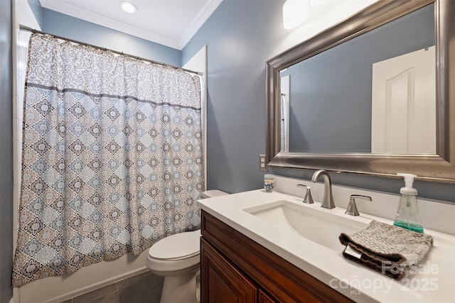 12644 Lahinch Ct, Charlotte, NC 28277 - full bathroom with crown molding, tile patterned floors, and vanity