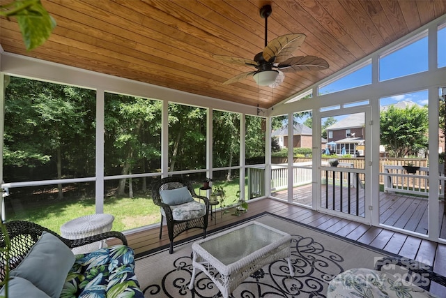 12644 Lahinch Ct, Charlotte, NC 28277 - sunroom with ceiling fan and vaulted ceiling