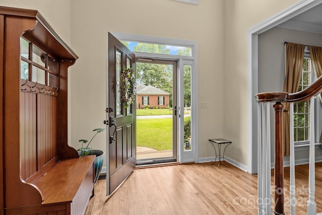 17433 Glassfield Dr, Huntersville, NC 28078 - foyer entrance featuring light wood finished floors and healthy amount of natural light