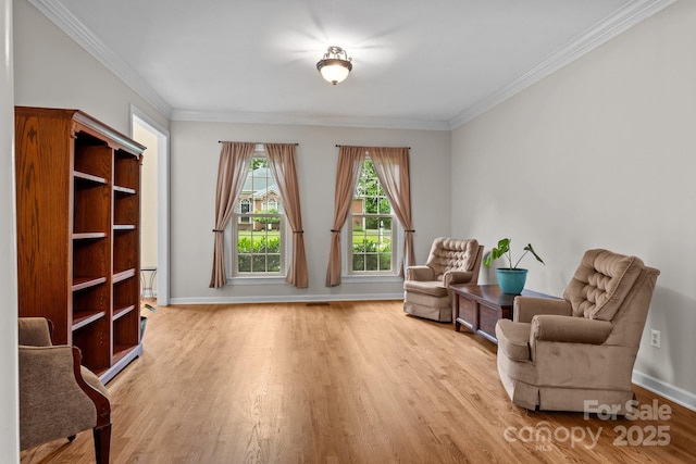 17433 Glassfield Dr, Huntersville, NC 28078 - sitting room featuring light wood-style flooring and crown molding