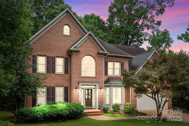 17433 Glassfield Dr, Huntersville, NC 28078 - view of front facade featuring brick siding and concrete driveway