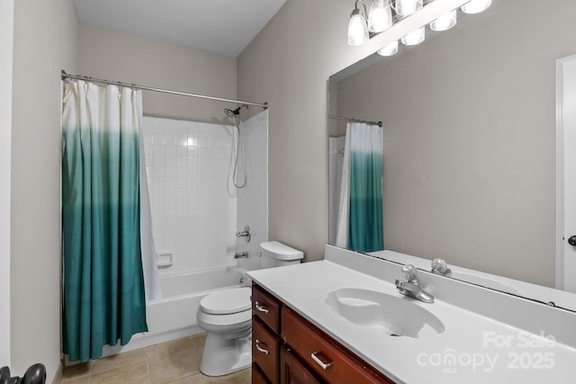 17433 Glassfield Dr, Huntersville, NC 28078 - bathroom featuring vanity, shower / tub combo, and tile patterned flooring