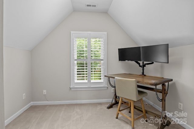 17433 Glassfield Dr, Huntersville, NC 28078 - home office featuring vaulted ceiling and carpet floors
