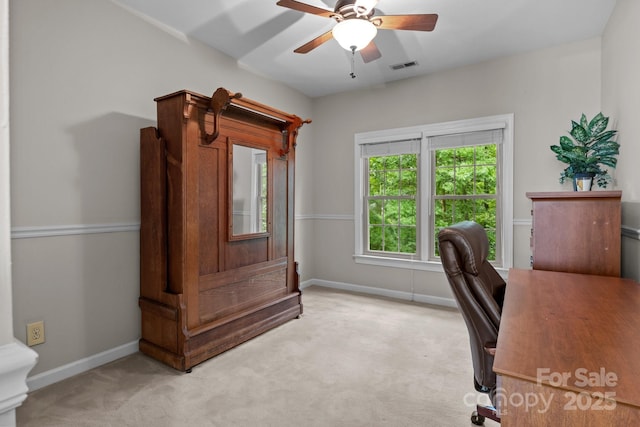 17433 Glassfield Dr, Huntersville, NC 28078 - carpeted home office with ceiling fan and baseboards