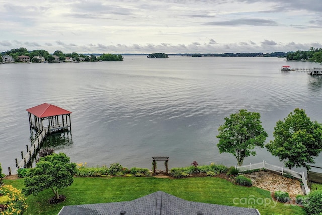 7945 Placid Ct, Denver, NC 28037 - water view with boat lift and a dock