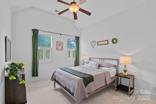 109 Walking Horse Trl, Davidson, NC 28036 - carpeted bedroom featuring vaulted ceiling and a ceiling fan