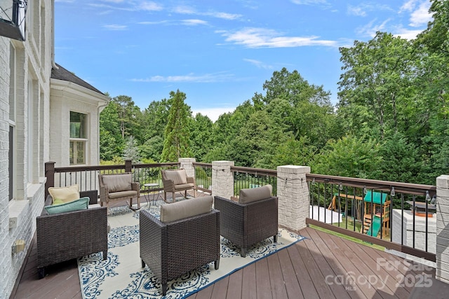 109 Walking Horse Trl, Davidson, NC 28036 - wooden deck with an outdoor hangout area