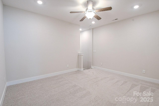 4714 Blanchard Way, Charlotte, NC 28226 - unfurnished room with ceiling fan, recessed lighting, light colored carpet, and baseboards
