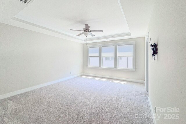 4714 Blanchard Way, Charlotte, NC 28226 - carpeted empty room featuring a raised ceiling, a ceiling fan, and baseboards