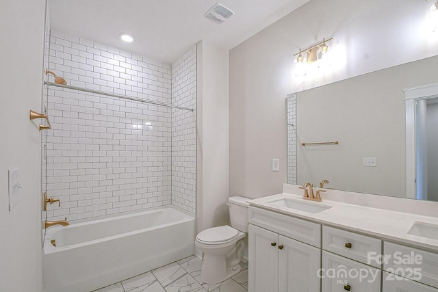 4714 Blanchard Way, Charlotte, NC 28226 - bathroom with double vanity, toilet, and shower / tub combination