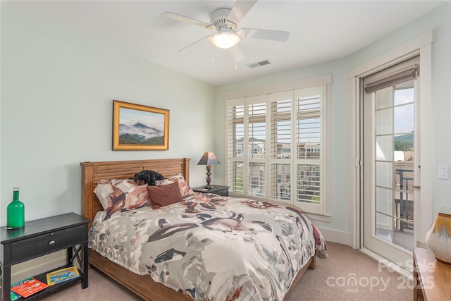 5 Farleigh St Unit 303, Asheville, NC 28803 - carpeted bedroom featuring access to outside and ceiling fan