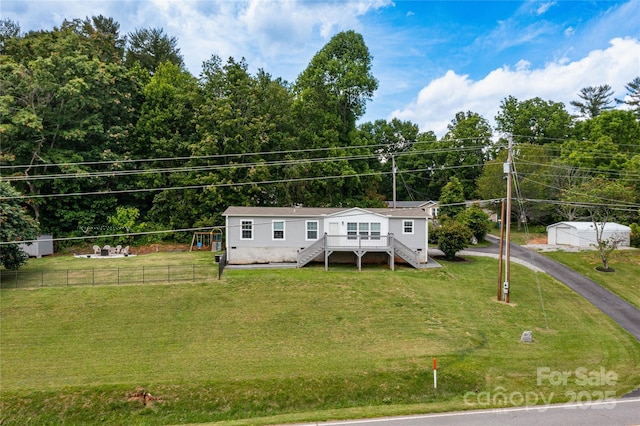 600 Old Mars Hill Hwy, Weaverville, NC 28787 - manufactured / mobile home featuring stairway and driveway