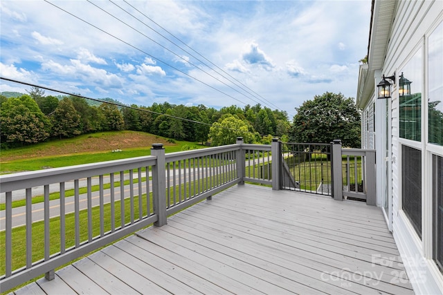 600 Old Mars Hill Hwy, Weaverville, NC 28787 - deck featuring a yard and view of wooded area