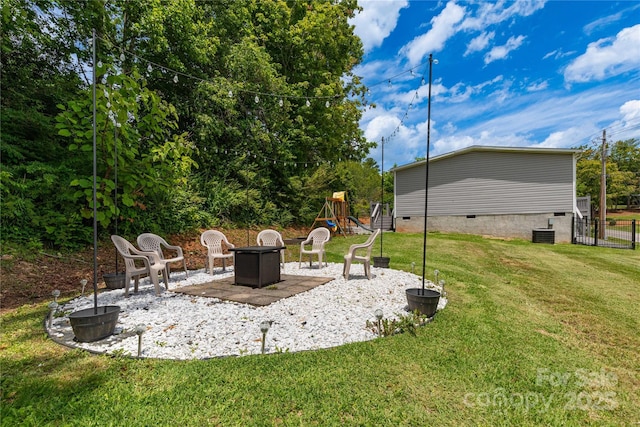 600 Old Mars Hill Hwy, Weaverville, NC 28787 - view of yard featuring a fire pit, a playground, and a patio