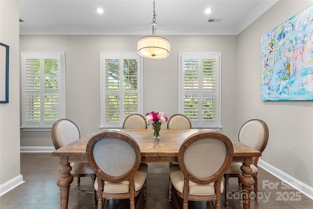 318 N Dotger Ave, Charlotte, NC 28204 - dining space featuring recessed lighting and crown molding