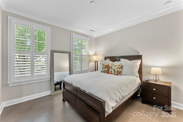 318 N Dotger Ave, Charlotte, NC 28204 - bedroom featuring wood finished floors and crown molding
