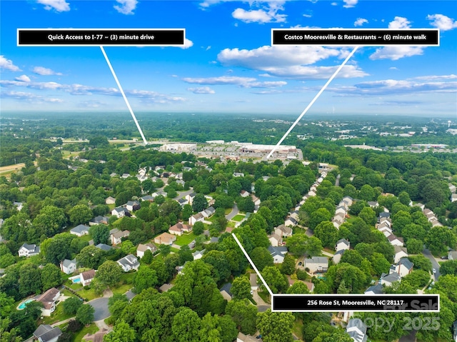 256 Rose St, Mooresville, NC 28117 - aerial overview of property's location with property boundaries highlighted