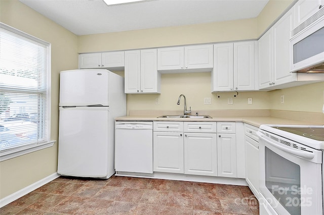 4263 Melrose Club Dr, Matthews, NC 28105 - kitchen with white appliances, plenty of natural light, white cabinetry, and light countertops