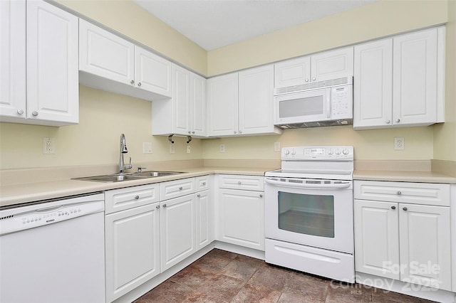 4263 Melrose Club Dr, Matthews, NC 28105 - kitchen with white appliances, white cabinets, and light countertops